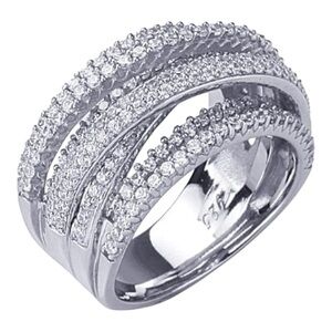 Multilayer Silver Cubic Zirconia Ring